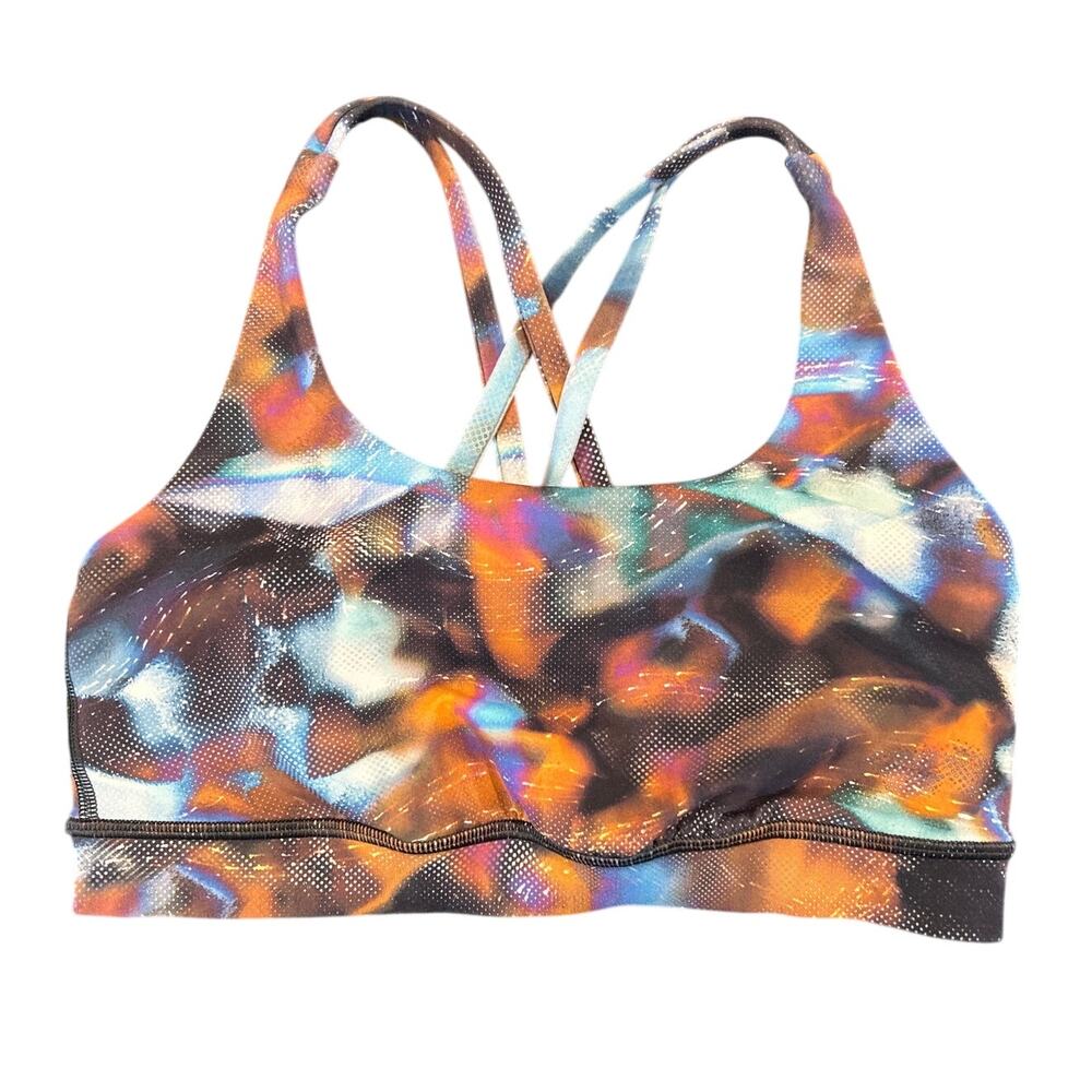 Lululemon Strappy Back Sports Bra, Abstract Print Multicolor, Women's Size 6